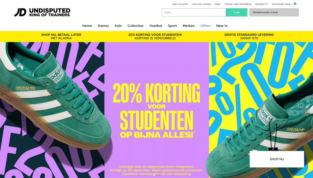 homepage JD Sports Netherlands